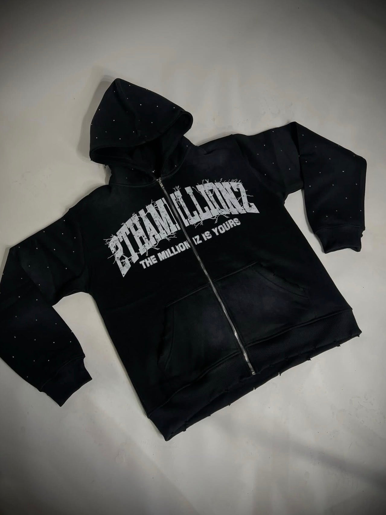 2thamillionz Black Rhinestone Hoodie